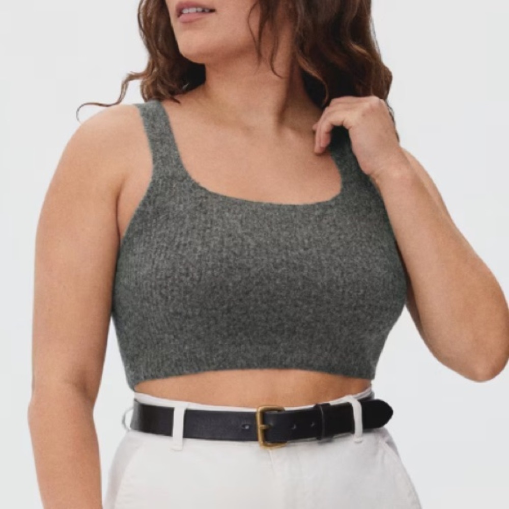 New Everlane Grey The Cozy-Stretch Tank Wool Yak Size Small Nwt